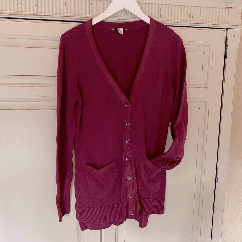 Isaac Mizrahi Live Button Grandma Sweater Pockets Long Sleeve Knit Duster Medium